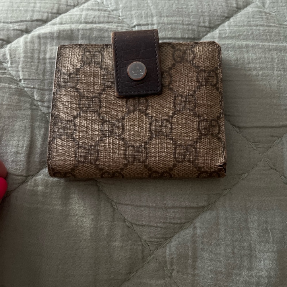 Gucci Tan and Brown Monogram Wallet